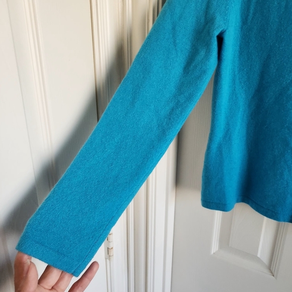 Ann Taylor 100% Cashmere Turquoise One Button Cardigan Size Small - Picture 3 of 7